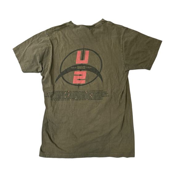 U2 360 Concert Tour T-Shirt Army Green Crew Neck Medium Short Sleeve - Picture 3 of 5